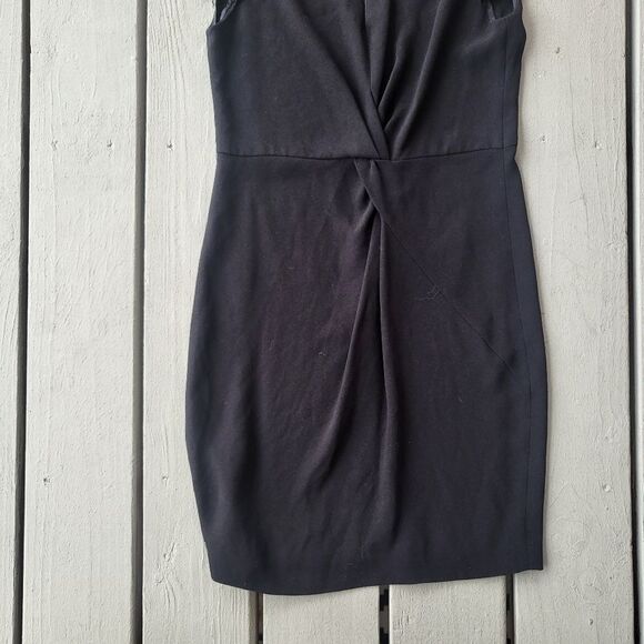 Maje Fraicheur Black Twist Front Cutout V-Front Embroidered Dress Size 2 - Picture 4 of 7